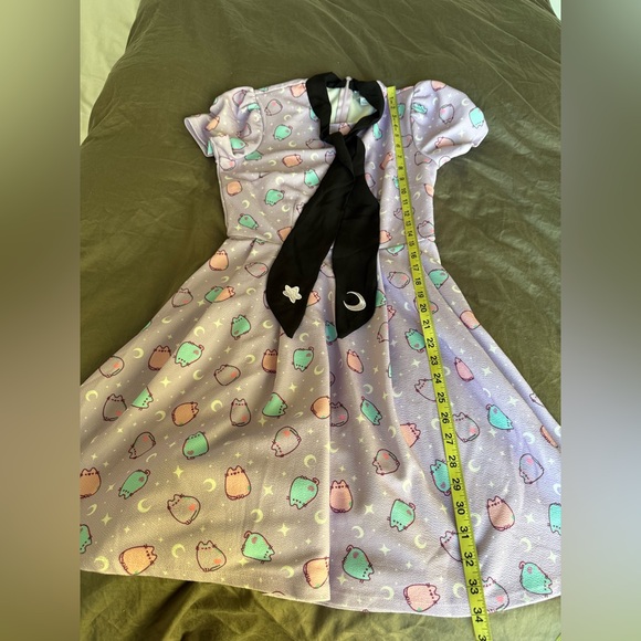 Pusheen x Unique Vintage Fit & Flare Dress Size S Lavender & Black Ultra Rare - Picture 5 of 5